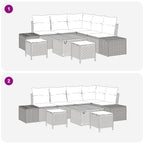 Gartensofa-set mit Kissen 8 pcs Schwarz und Creme