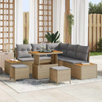 Gartensofa-set mit Kissen 8 pcs Beige und Hellgrau