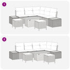 Gartensofa-set mit Kissen 8 pcs Grau
