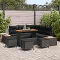 Gartensofa-set mit Kissen 9 pcs Schwarz