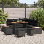 Gartensofa-set mit Kissen 9 pcs Schwarz