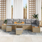 Gartensofa-set mit Kissen 9 pcs Beige und Hellgrau