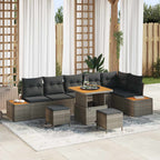 Gartensofa-set mit Kissen 9 pcs Grau
