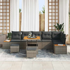 Gartensofa-set mit Kissen 9 pcs Grau