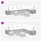 Gartensofa-set mit Kissen 9 pcs Grau