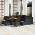 Gartensofa-set mit Kissen 12 pcs Schwarz