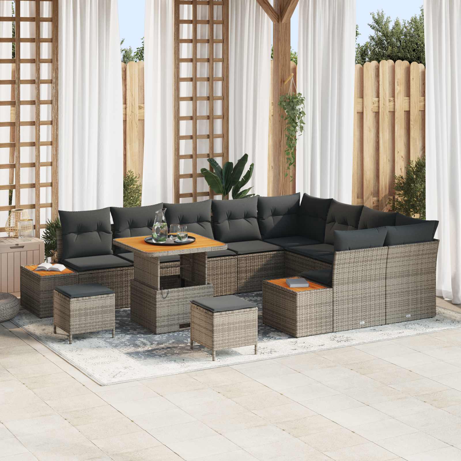 Gartensofa-set mit Kissen 12 pcs Grau