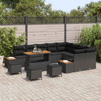 Gartensofa-set mit Kissen 13 pcs Schwarz