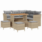 Garten-Sofa-Set mit Kissen 9 pcs Beige und Hellgrau