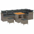 Garten-Sofa-Set mit Kissen mit Speicher 9 pcs Grau