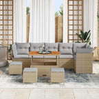 Garten-Sofa-Set mit Kissen 10 pcs Beige und Hellgrau