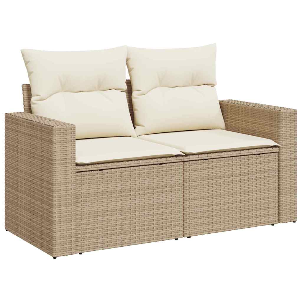 Gartensofa-set mit Kissen 8 pcs Beige und Creme Poly-Rattan