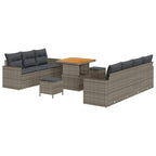 Garten-Sofa-Set mit Kissen mit Speicher 10 pcs Grau