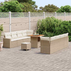 Gartensofa-set mit Kissen 12 pcs Beige und Creme Poly-Rattan