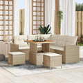 Gartensofa-set mit Kissen 9 pcs Beige und Creme Poly-Rattan