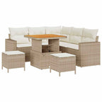 Gartensofa-set mit Kissen 9 pcs Beige und Creme Poly-Rattan