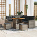 Gartensofa-set mit Kissen 9 pcs Grau Poly-Rattan