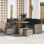 Gartensofa-set mit Kissen 9 pcs Grau Poly-Rattan