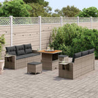 Garten-Sofa-Set mit Kissen mit Speicher 9 pcs Grau