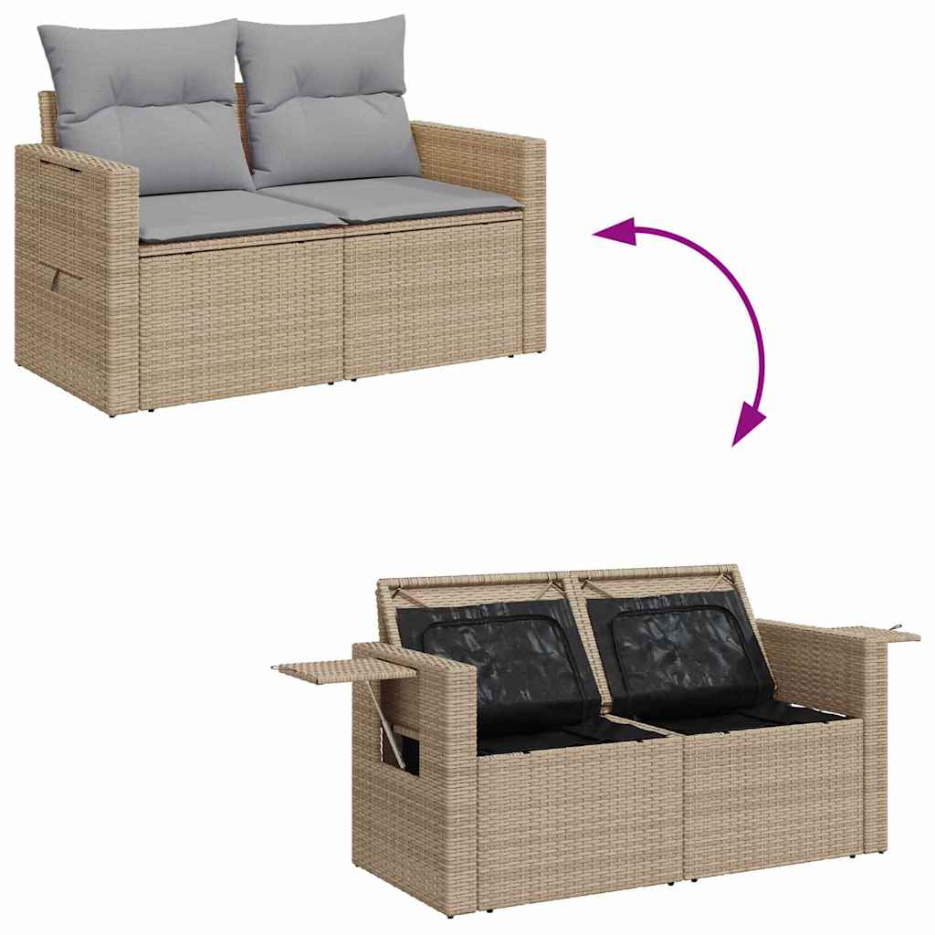 Garten-Sofa-Set mit Kissen 10 pcs Beige und Hellgrau