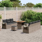 Garten-Sofa-Set mit Kissen mit Speicher 10 pcs Grau