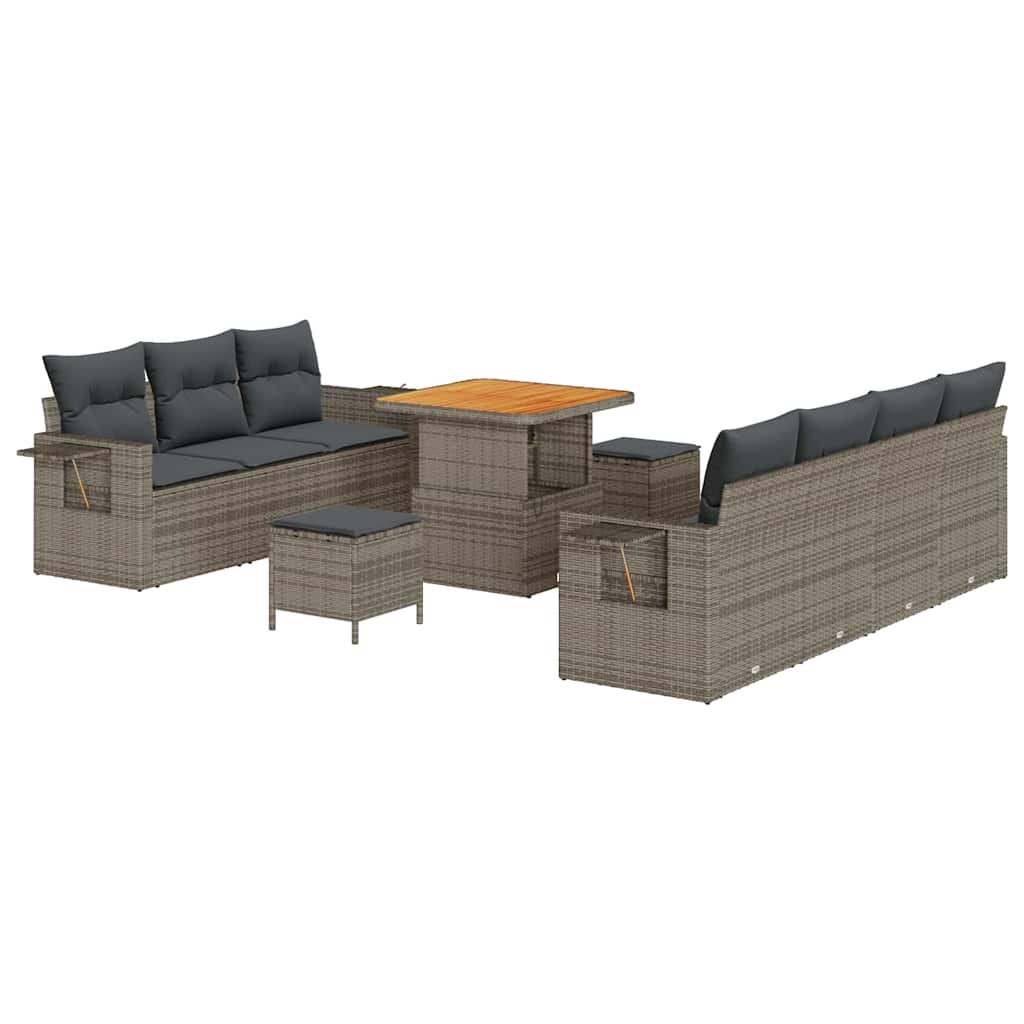 Garten-Sofa-Set mit Kissen mit Speicher 10 pcs Grau
