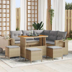 Gartensofa-set mit Kissen 10 pcs Beige und Hellgrau Poly-Rattan