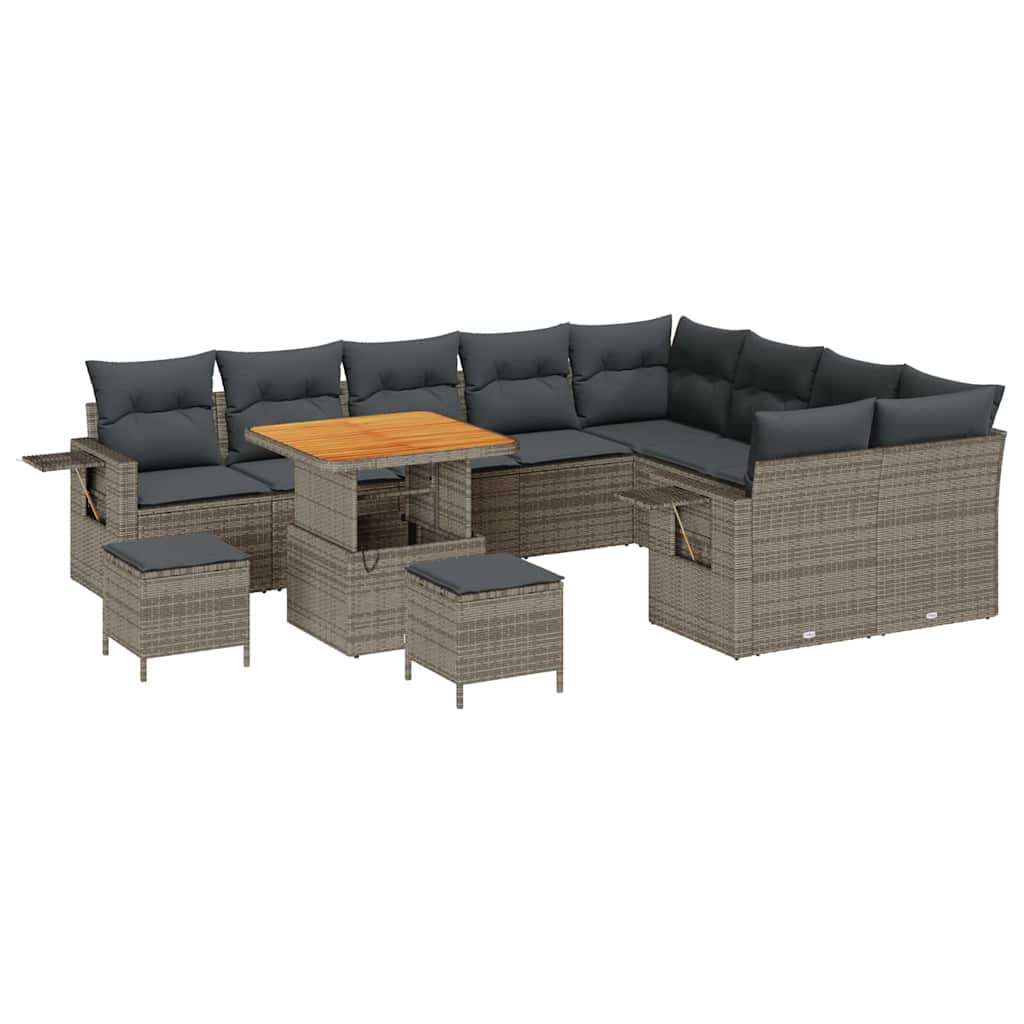 Gartensofa-set mit Kissen 12 pcs Grau Poly-Rattan