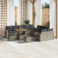 Gartensofa-set mit Kissen mit Speicher 13 pcs Grau Poly-Rattan