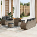Gartensofa-set mit Kissen mit Speicher 8 pcs Grau Poly-Rattan