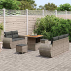 Gartensofa-set mit Kissen mit Speicher 8 pcs Grau Poly-Rattan