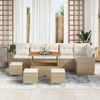 Gartensofa-set mit Kissen 10 pcs Beige und Creme Poly Rattan