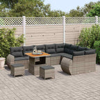 Gartensofa-set mit Kissen mit Speicher 12 pcs Grau Poly Rattan