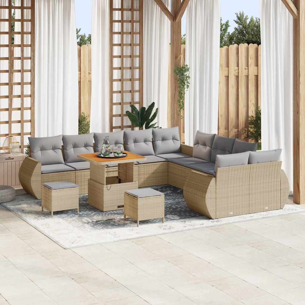 Garten-Sofa-Set mit Kissen mit Kissen 13 pcs Beige und Hellgrau