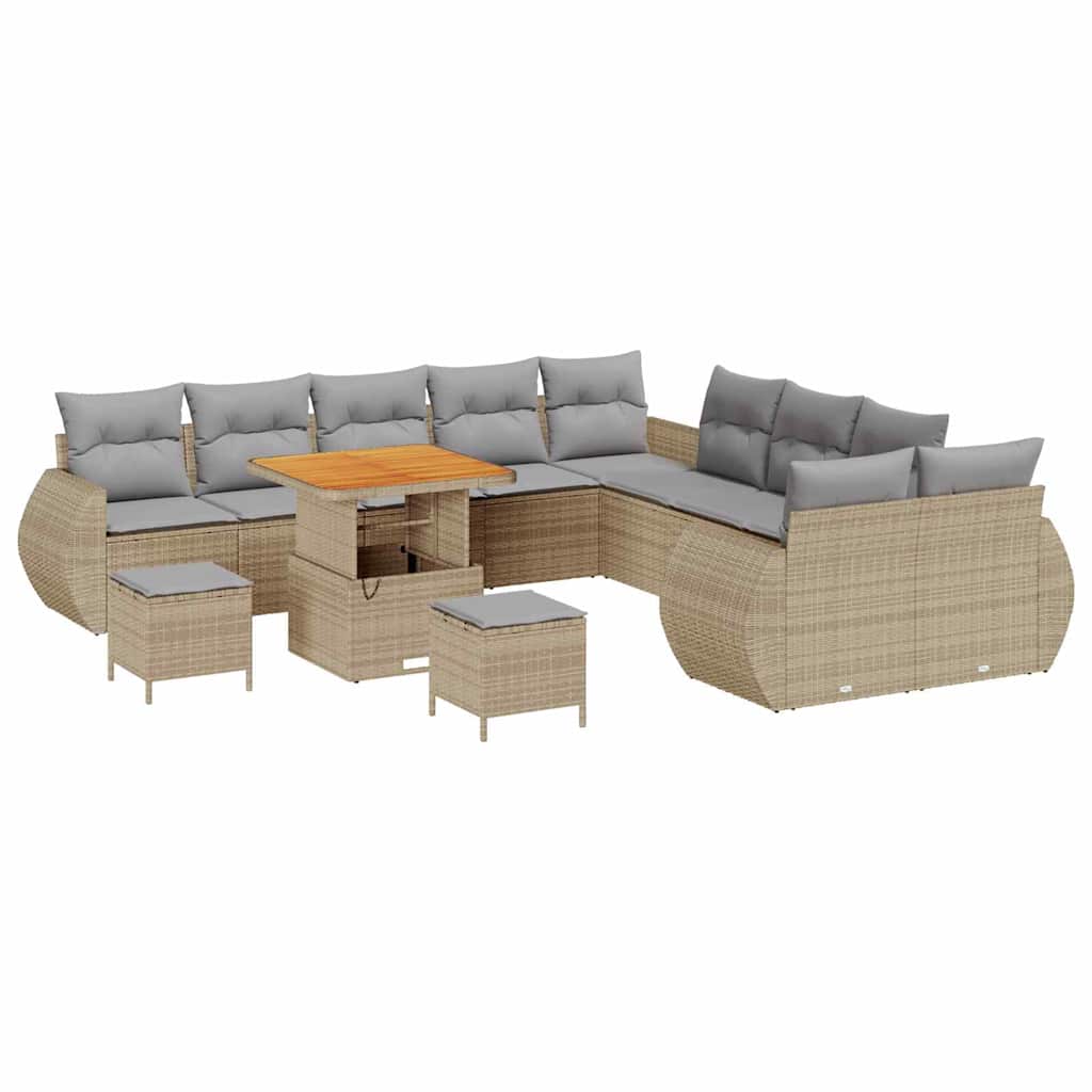Garten-Sofa-Set mit Kissen mit Kissen 13 pcs Beige und Hellgrau
