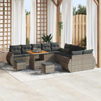 Garten-Sofa-Set mit Kissen mit Speicher 13 pcs Grau