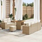 Gartensofa-set mit Kissen 8 pcs Beige und Creme Poly Rattan