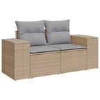 Gartensofa-set mit Kissen 8 pcs Beige und Hellgrau Poly Rattan