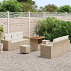 Gartensofa-set Beige und Creme 221 x 204 x 85 cm Poly Rattan