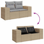 Gartensofa-set Beige und Hellgrau 221 x 204 x 85 cm Poly Rattan