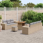 Gartensofa-set mit Kissen 10 pcs Beige und Hellgrau Poly Rattan