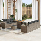 Gartensofa-set mit Kissen mit Speicher 10 pcs Grau Poly Rattan