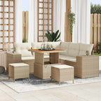 Gartensofa-set mit Kissen 8 pcs Beige und Creme Poly-Rattan