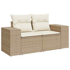 Gartensofa-set mit Kissen 9 pcs Beige und Creme Poly-Rattan