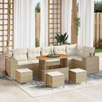 Gartensofa-set mit Kissen 10 pcs Beige und Creme Poly-Rattan