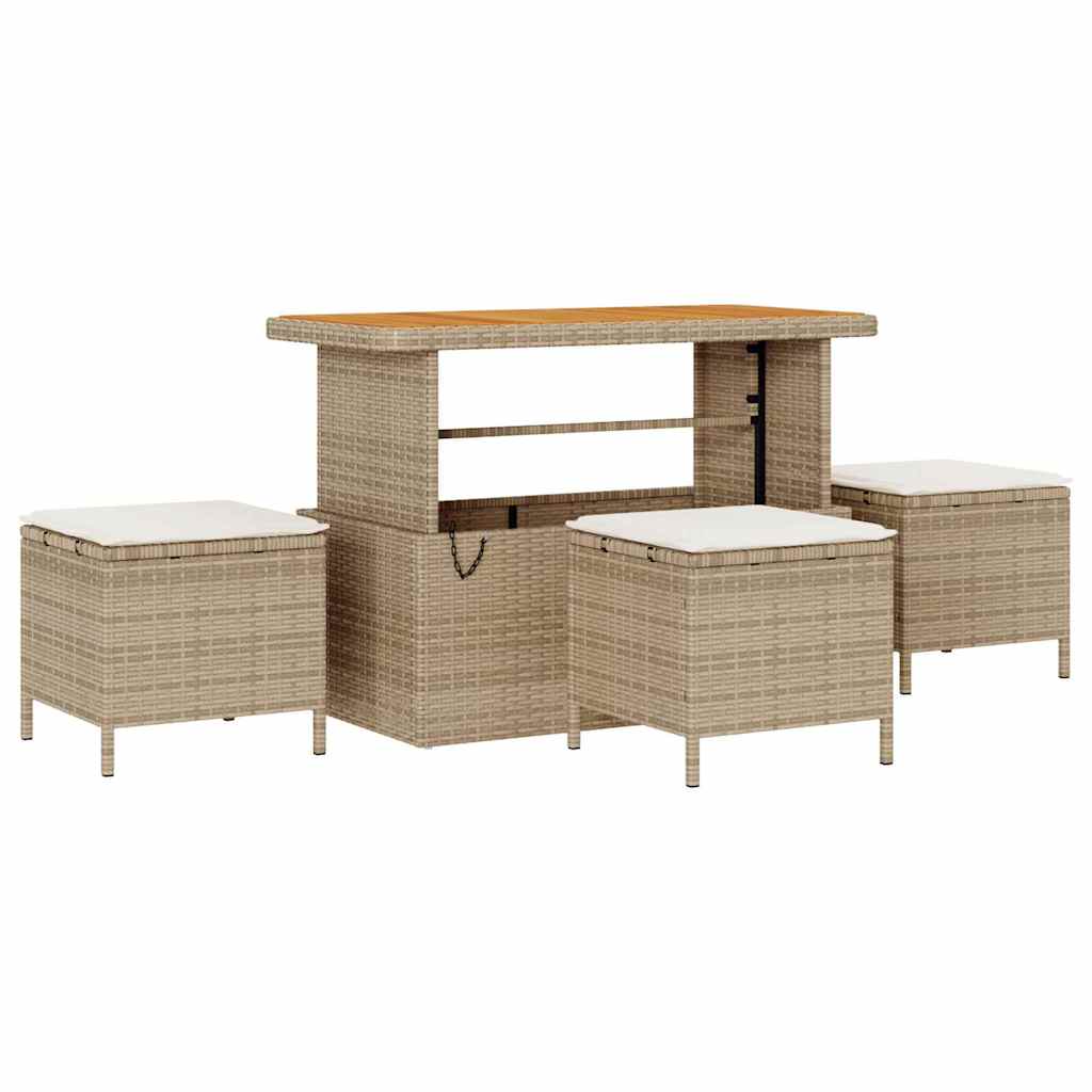 Gartensofa-set mit Kissen 10 pcs Beige und Creme Poly-Rattan