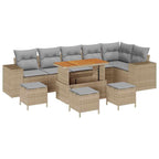 Gartensofa-set mit Kissen 10 pcs Beige und Hellgrau Poly-Rattan