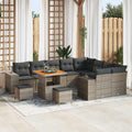 Garten-Sofa-Set mit Kissen mit Speicher mit Kissen 12 pcs Grau