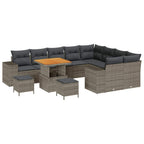 Garten-Sofa-Set mit Kissen mit Speicher mit Kissen 12 pcs Grau