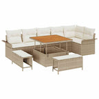 Garten-Sofa-Set mit Kissen mit Speicher 9 pcs Beige und Creme